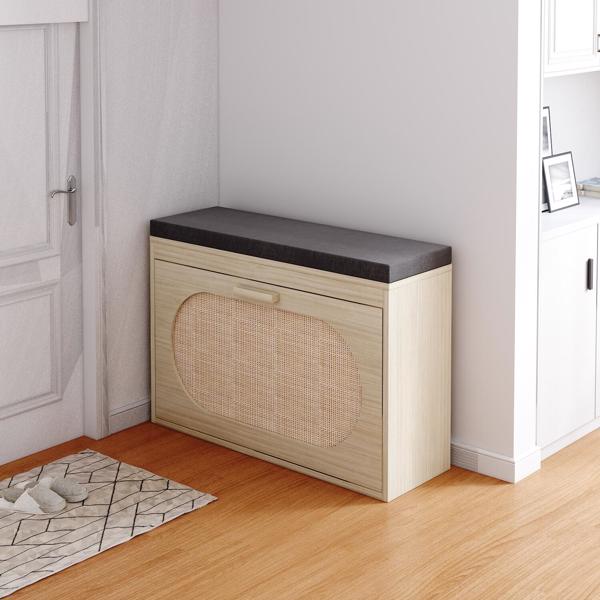 Rattan Shoe Rack, Hallway Shoe Bench, Shoe Cabinet With Flip-Drawer And Seat... 6