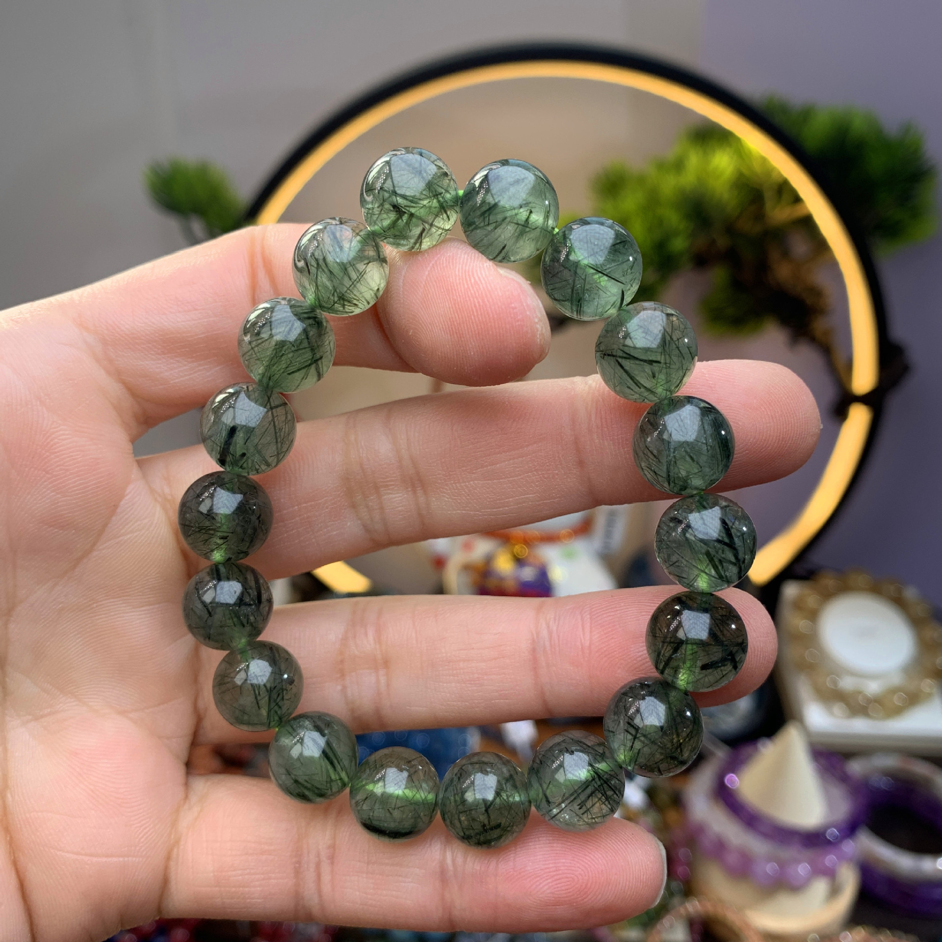 Natural Crystal Ball Bracelet Raw Ore Opal Green