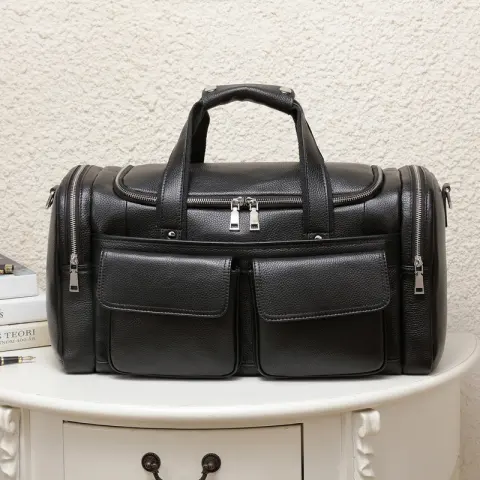 Leather Men's Hand-held Large-capacity Short-distance Travel Bag