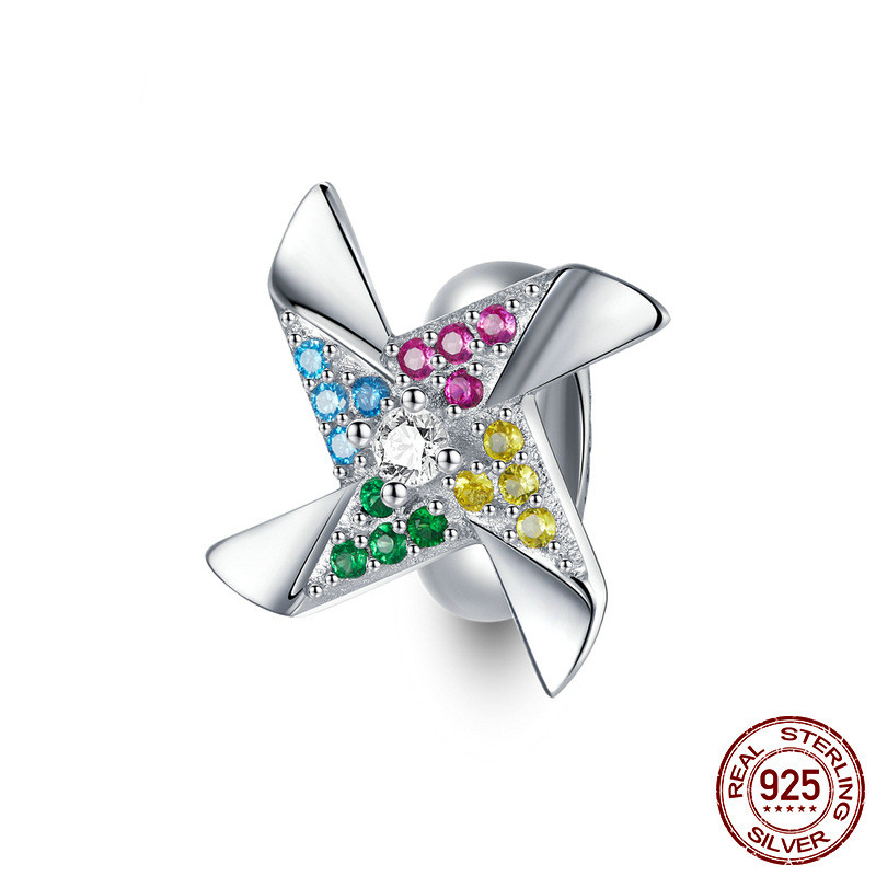 S925 Sterling Silver Colorful Small Windmill  Bracelet Beaded