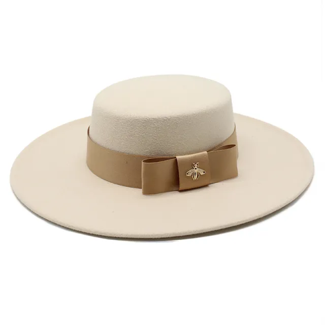 European And American Celebrities Luxury Wool Hat Woolen Cloth Beige - Shop at LoveMi