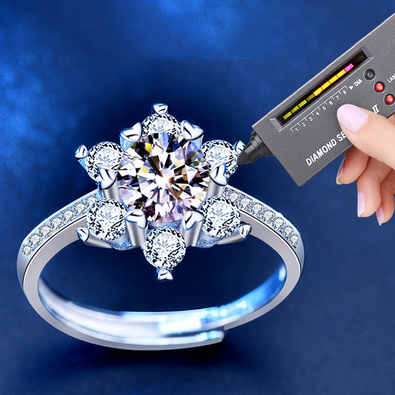 Women's Niche Snowflake Moissanite 925 Sterling Silver Ring