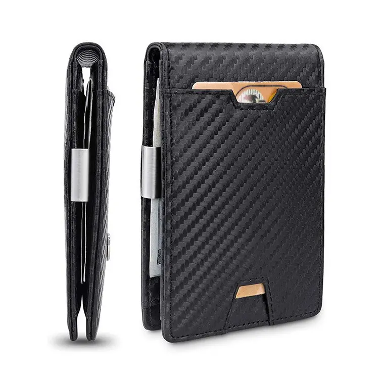 Men's Card Holder Fiber Leather Money Clip