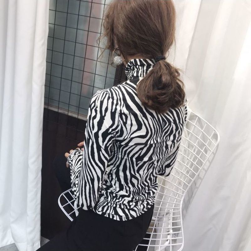 Title 2, Retro Zebra Print Long Sleeved Shirt Women All ...