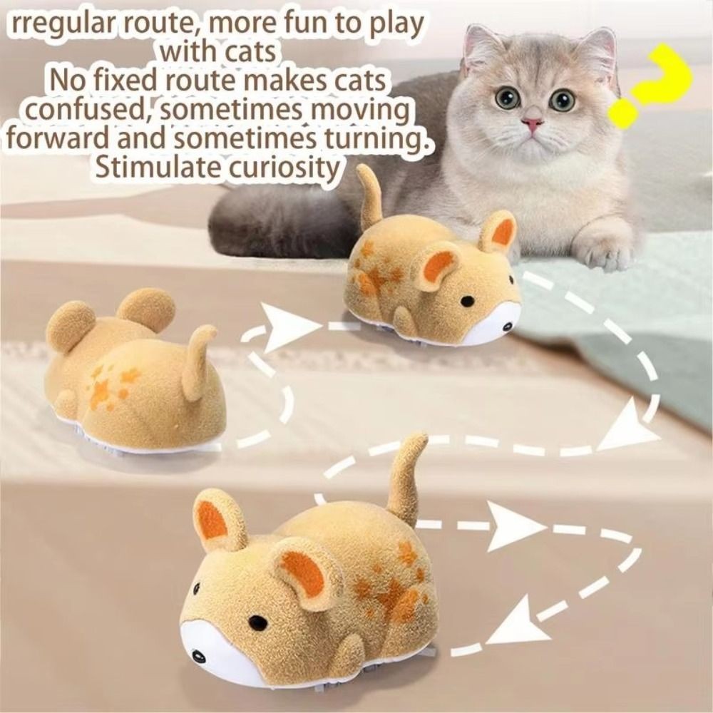 Plush Squeaky Mouse Cat Toy Soft Interactive Sound Entertainment Toy For Indoor Cats Kittens