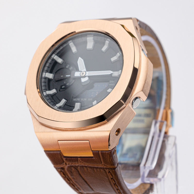 Modified Nautilidae Farm Tree Accessories Metal Stainless Steel Watch Case Set Forging Liquid Cow Leather Watch Strap