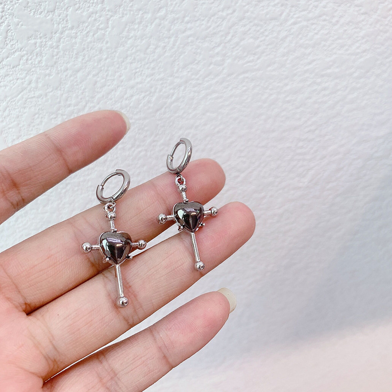 Title 3, Metal Gray Love Ear Buckle Earrings offer a sty...