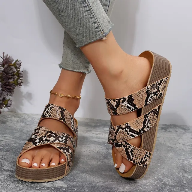 Woven Cross strap Slippers Summer Platform Sandals Women Flat Beach Shoes Serpentine Size42 - Shop at LoveMi