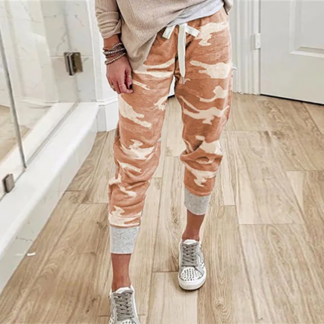 Women's Camo Print Casual Drawstring Jogging Pants Orange - Shop at LoveMi