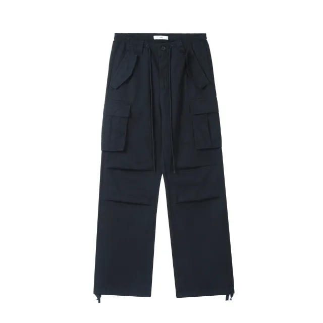 Street Drawstring Work Casual Pants With Loose Pockets Navy Blue - Shop at LoveMi