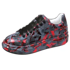 Thick-soled Heightened Casual Sneakers - Red - View 1