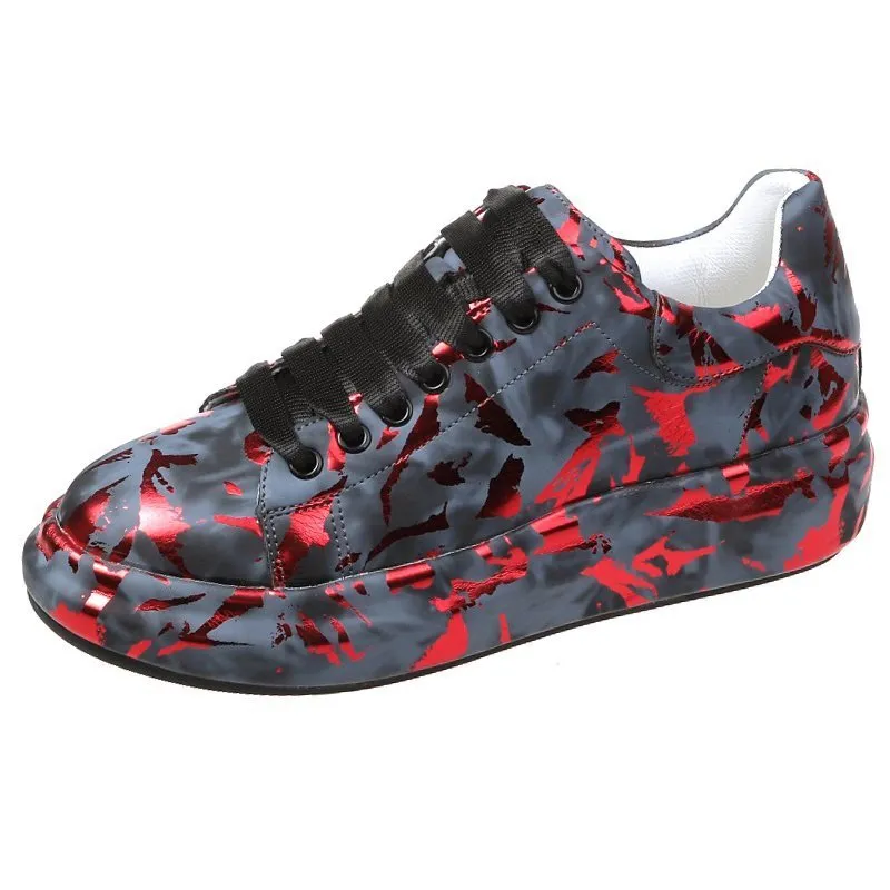 Thick-soled Heightened Casual Sneakers - Red