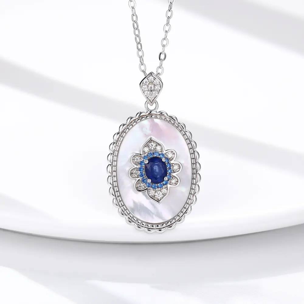 Sapphire Diamond Pendant 925 Sterling Silver Party Wedding Pendants