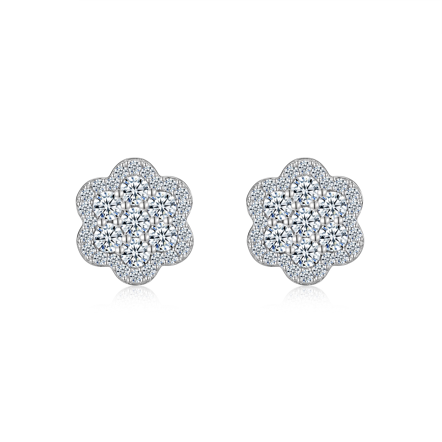 A Luxurious And Fashionable Minimalist Jewelry Earring Set Featuring Top-quality Moissanite Stones, Made Of S925 Silver Electroplated With Platinum.