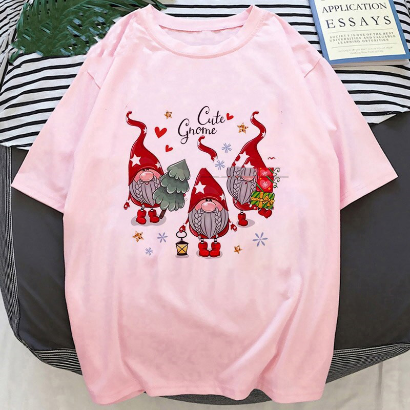 Title 2, Cartoon Santa Christmas Deer Print T Shirt