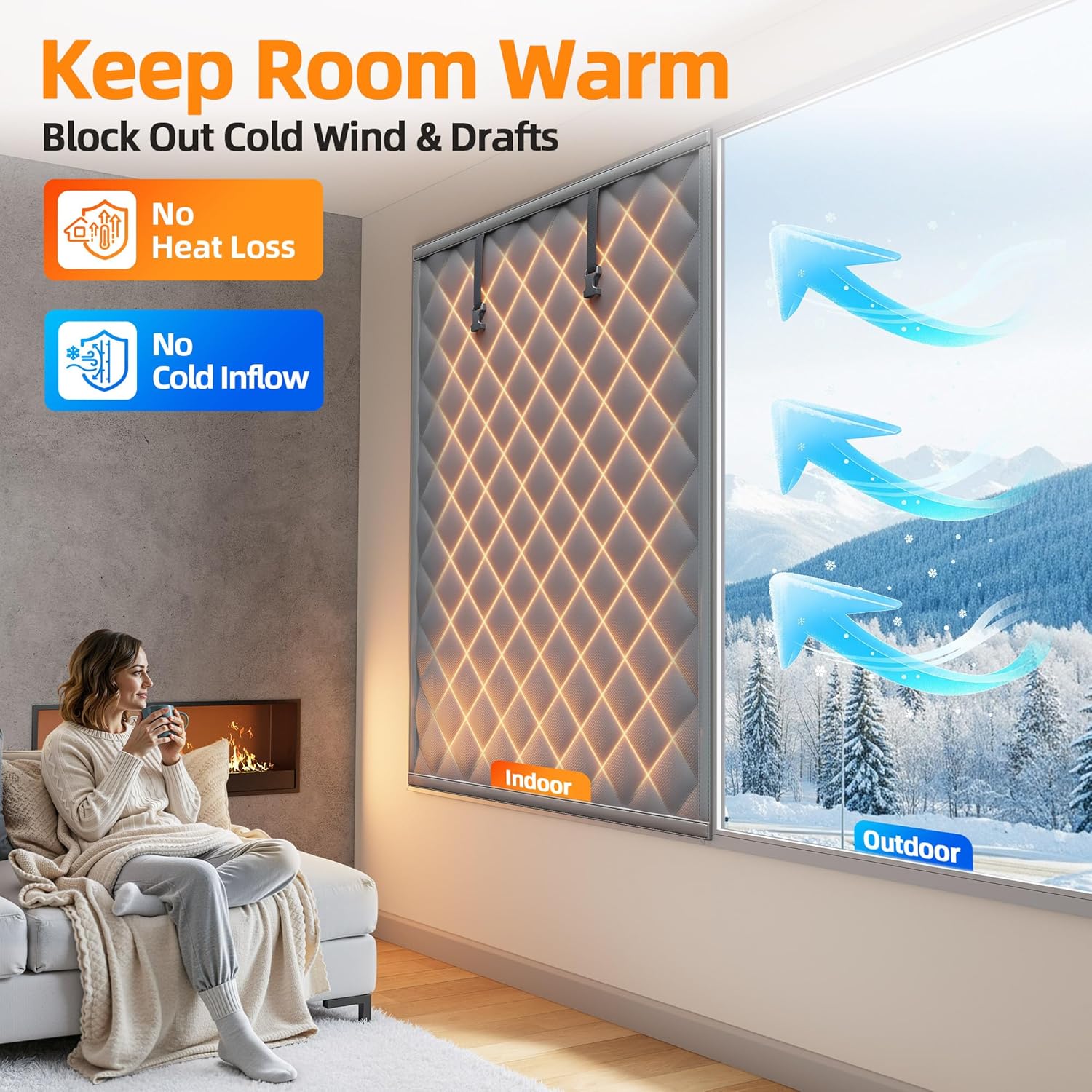 Winter Magnetic Thermal Insulated Door Curtain, Thick Warm Cotton Windproof Privacy Light Blocking Door Screen With Upgrade Buckle For Home Garage Shop Cold Protection — foto 13