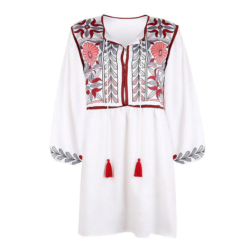 European And American Loose Printed Long-Sleeved Dress