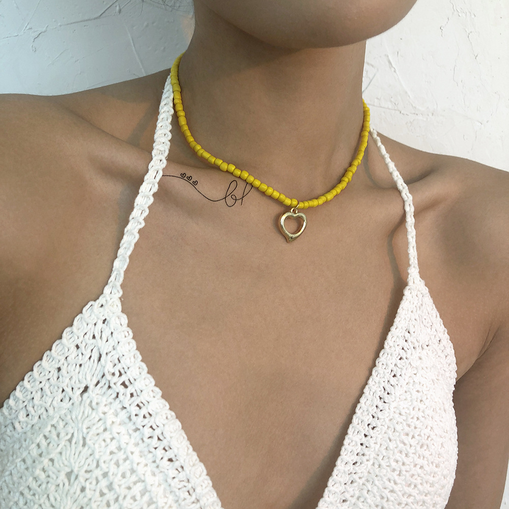 Retro Trendy Pendant Necklace Love Geometry Short Clavicle Chain