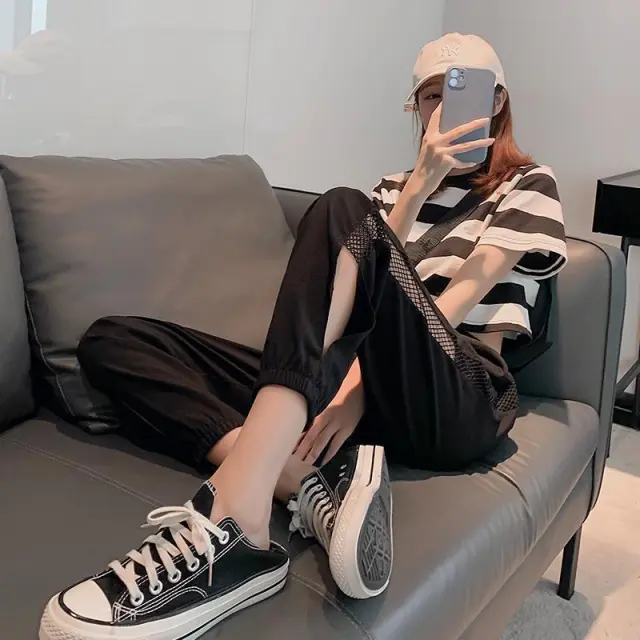 Ice Silk Sweatpants Women Pants Summer Black - Shop at LoveMi