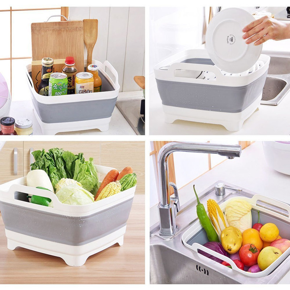 Title 5, Foldable sink storage basket Portable vegetable...