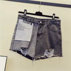 Plus Size Women's Denim Shorts For Women - Grey - View 1