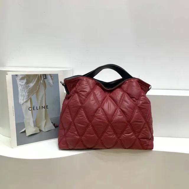 Down Cotton Tote Bag Commuter One shoulder Hand Carry Versatile Design Large Capacity Red - Shop at LoveMi