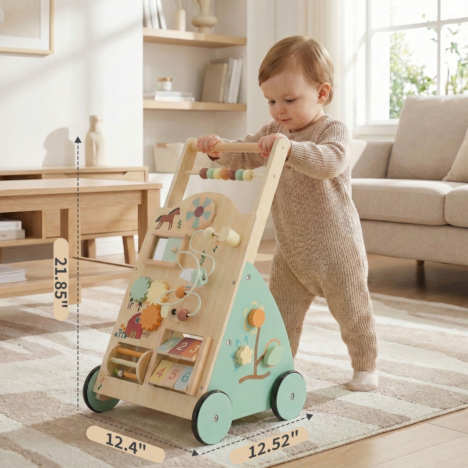 Wooden Baby Walker, Adjustable-speed Push-style Walker, Equipped With... 8