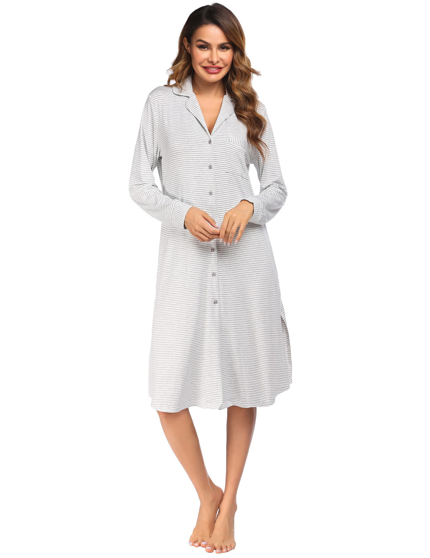 Title 4, Cotton Long Sleeve Striped Nightdress