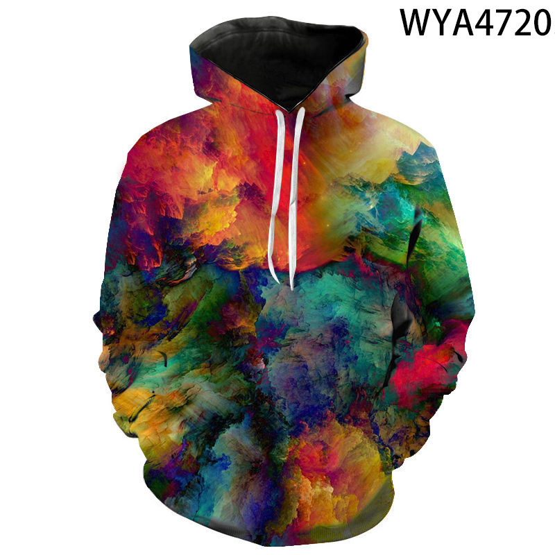 3D Digital Printing Long-sleeved Pullover Hooded Sweatshirt