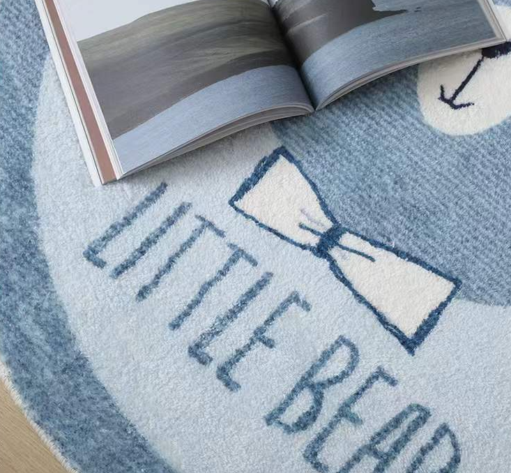 c07d110a 1790 4348 87ba 2e3b754463e2 - Cartoon Round Children's Room Bedroom Mat Imitation Cashmere