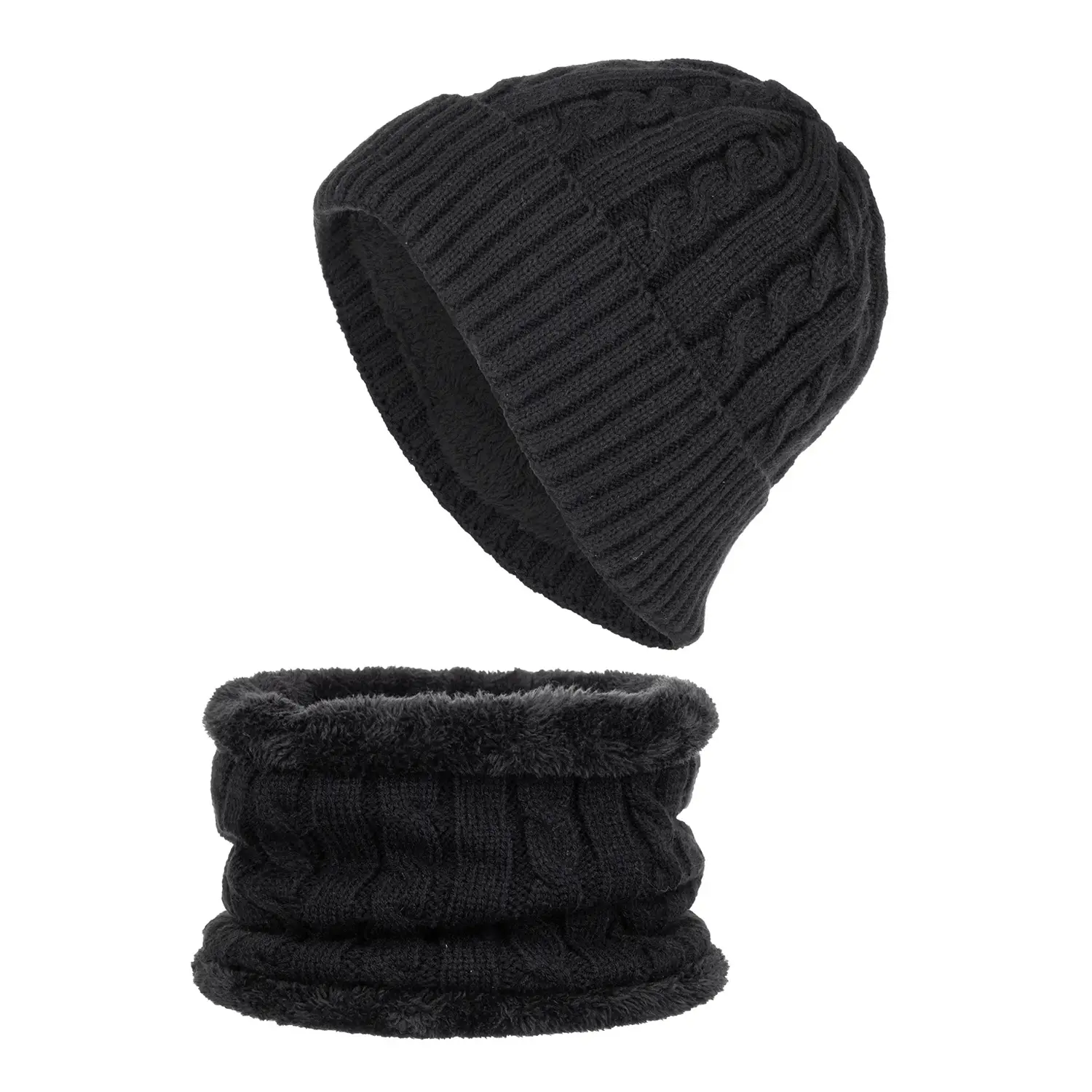 Autumn And Winter New Fleece Linen Pattern Hat And Scarf Suit