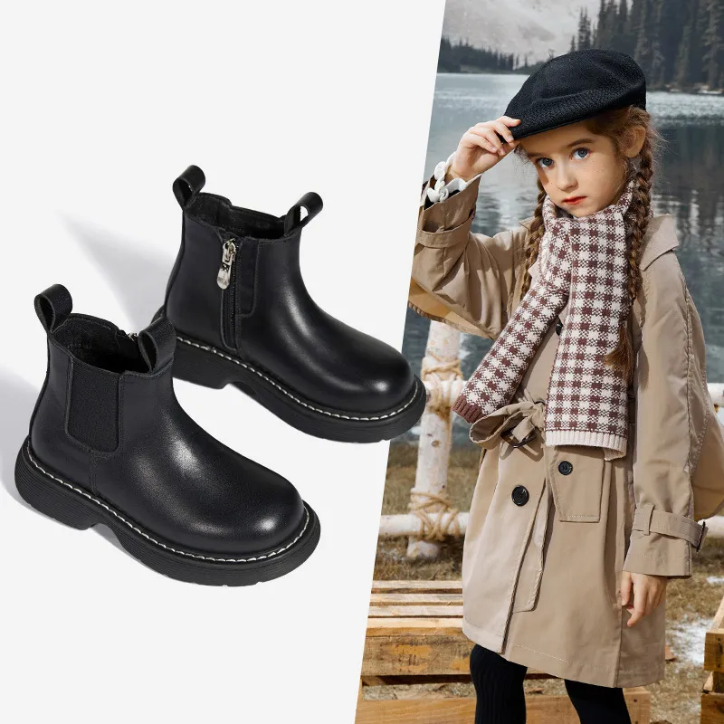 Girls' Short Boots Plus Cashmere Two Cotton