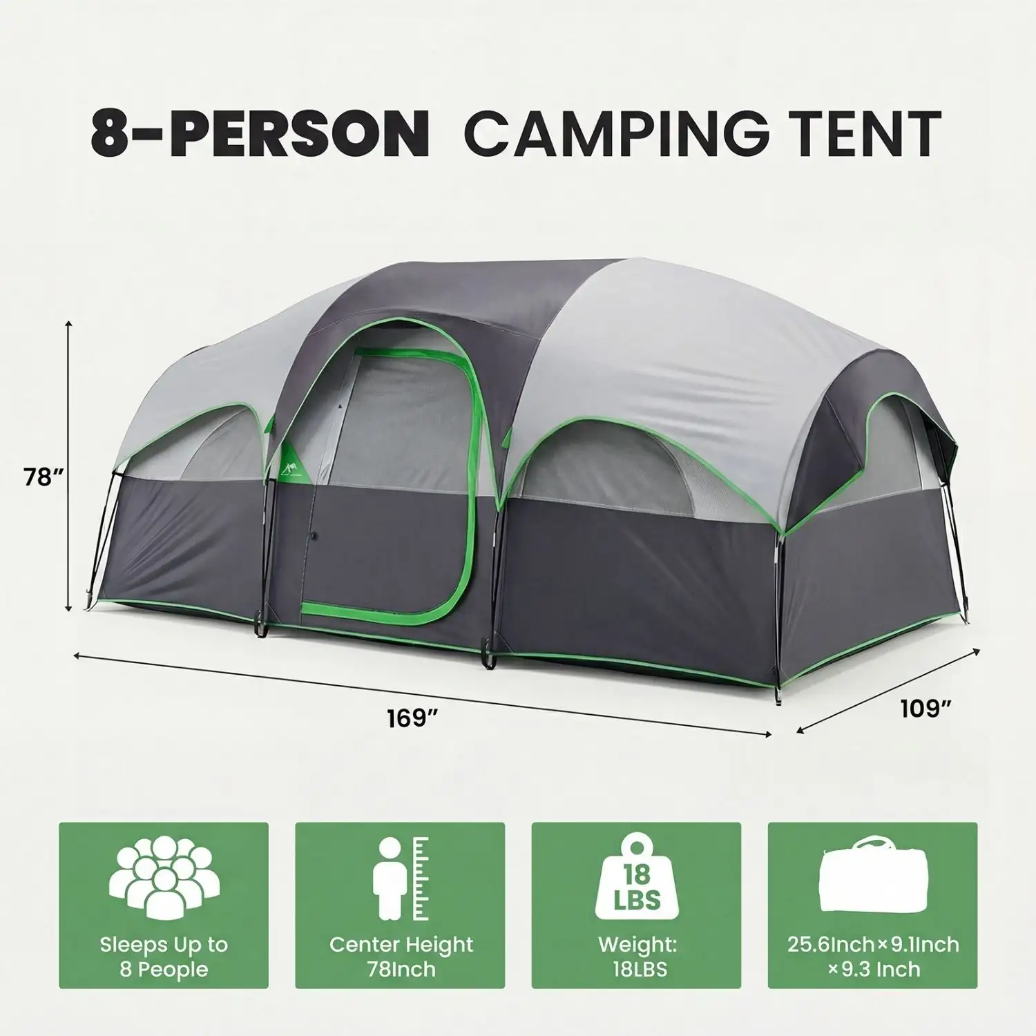 Camping Tent, Waterproof Windproof Dome Tent, Multi-Directional Ventilation, 5 Min Quick Setup, For Family Outdoor, Backpacking, Hiking
