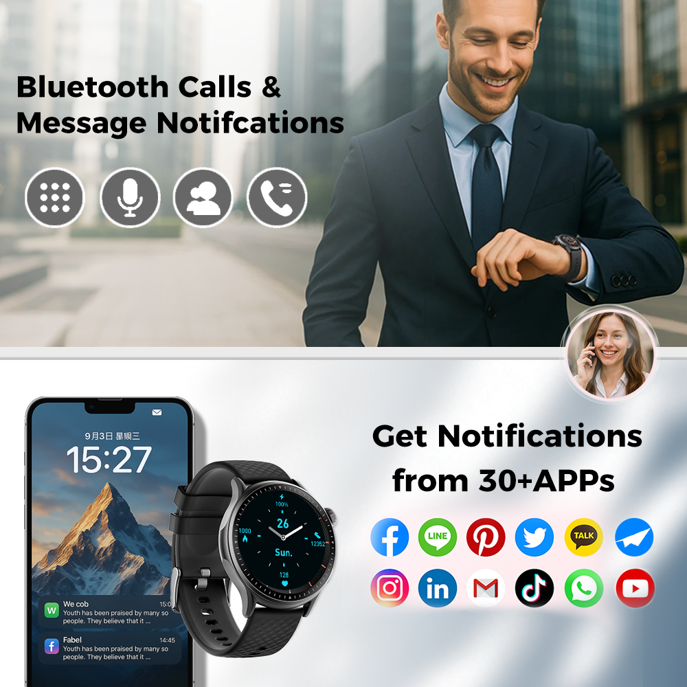 Round Screen Smartwatch, 1.43in HD 3ATM Waterproof, Equipped With Heart Rate Detection, Sleep Monitoring, And Step Tracking,100 Sports Modes Movement Monitor Holiday Gifts Fashion Watches