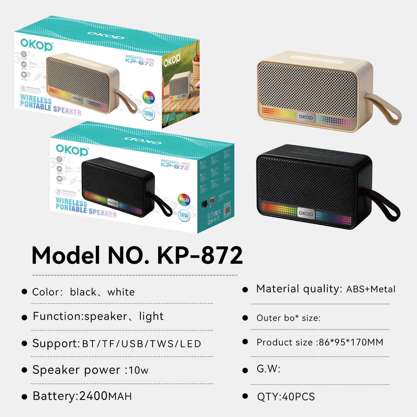 KP-872 Best-Selling Portable Outdoor Bluetooth Speaker Handheld Heavy Bass TF Card Slot Subwoofer In Stock image 4