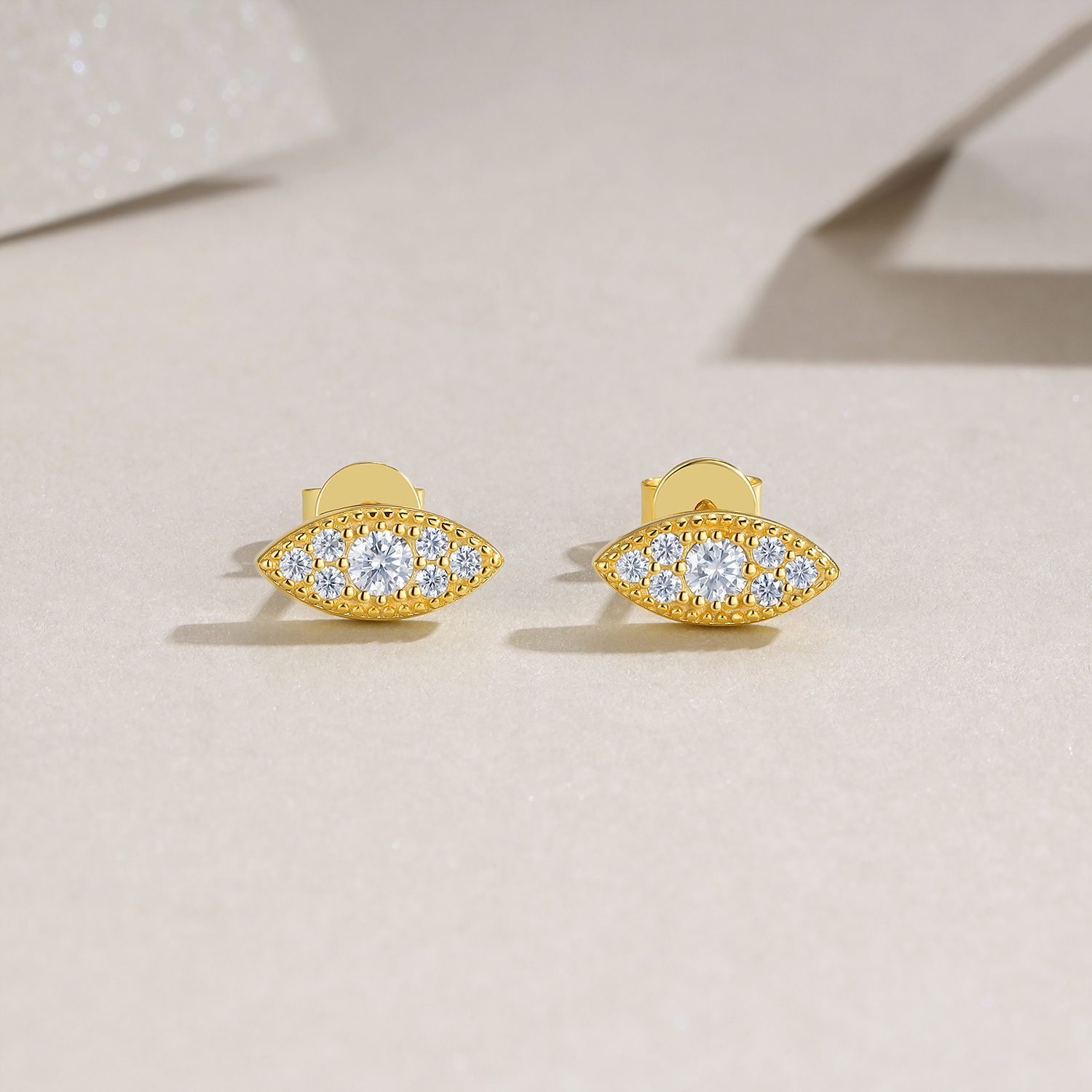 Gold-Plated Sterling Silver Stud Earrings, picture 2 of 4
