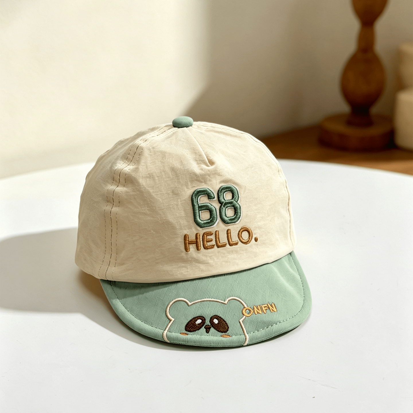 Infant Multi-color Soft Brimmed Baseball Cap With Cartoon Bear Embroidery And 68-letter Baby Pattern Sun Hat