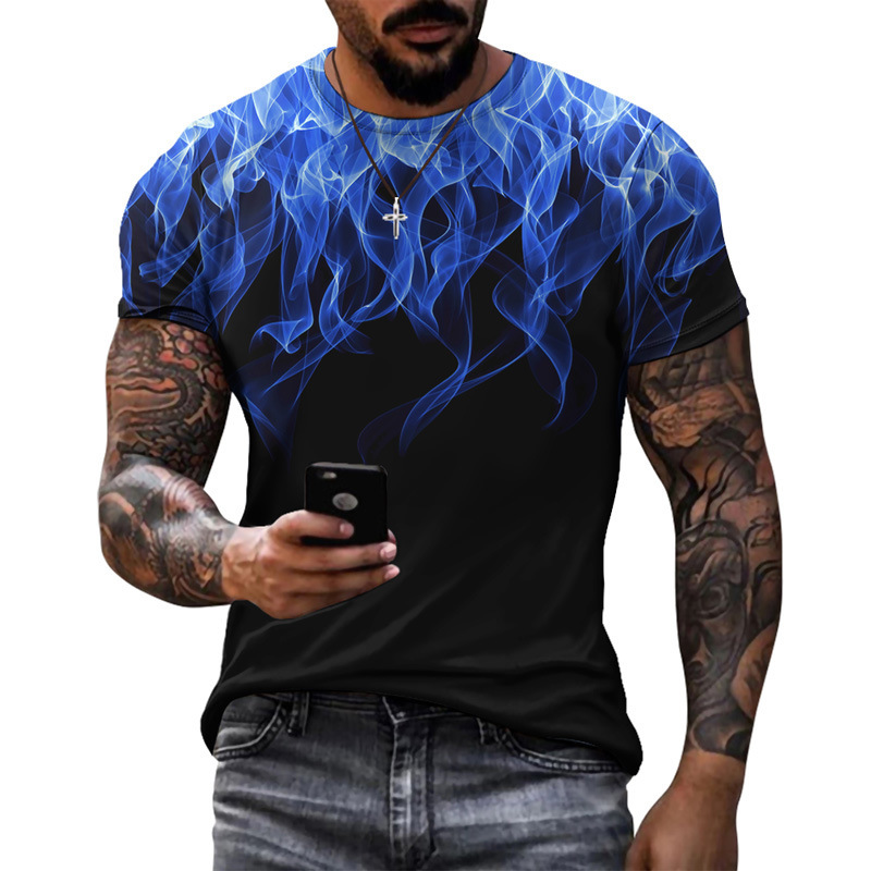 Title 5, Multicolor Flame Gradient Mens Running T-Shirt