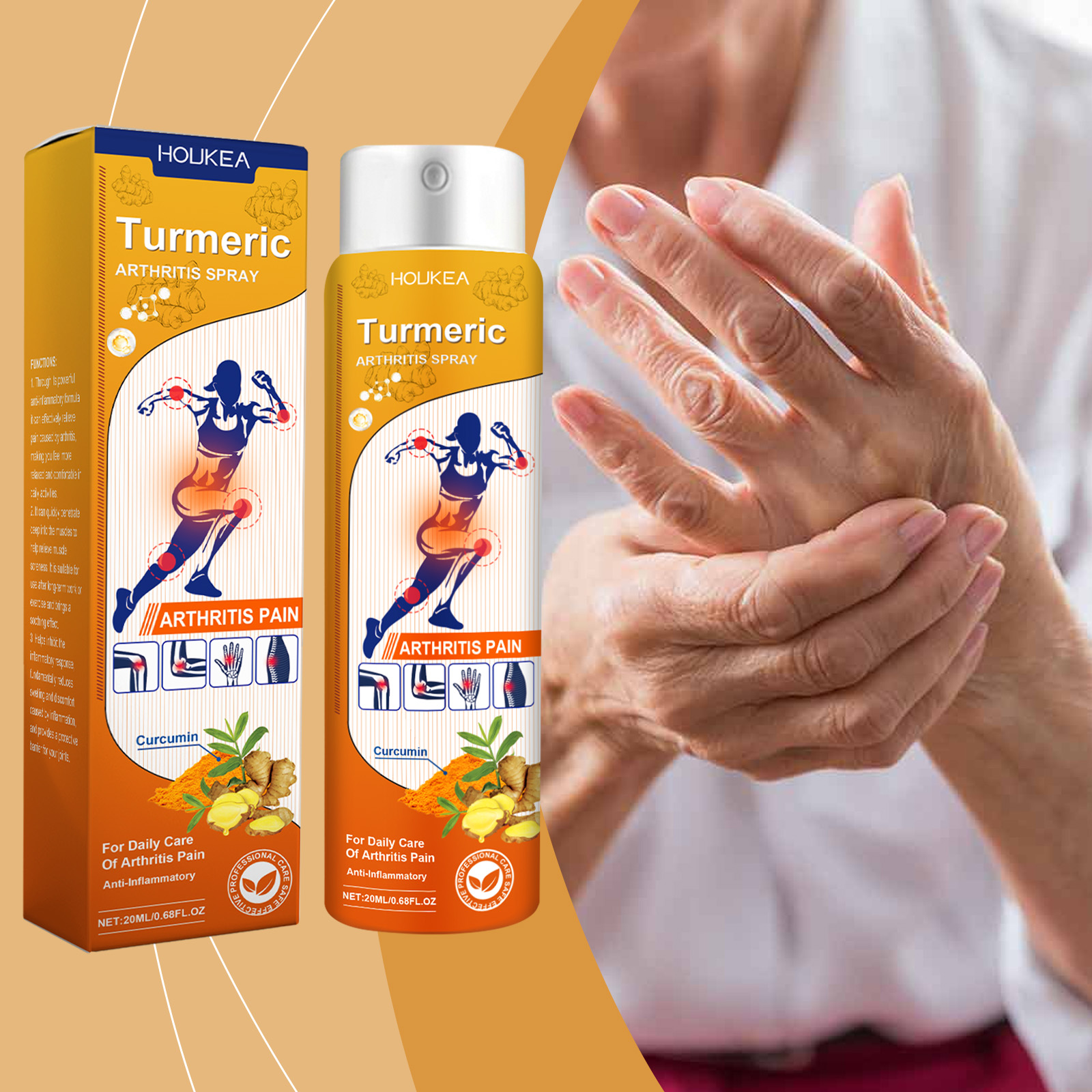Turmeric Joint Pain Relief Spray With Curcumin & Peppermint Extract, Anti-Inflammatory Joint Care Mist For Arthritis, Sore Muscles & Workout