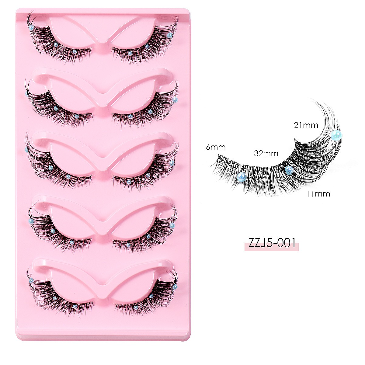 5 Pairs False Lashes Eyelashes Extension Cluster, Clear Band Corner Foxy Winged Cat Eye 3D Strip Lashes,  Dramatic Cosmetic Makeup