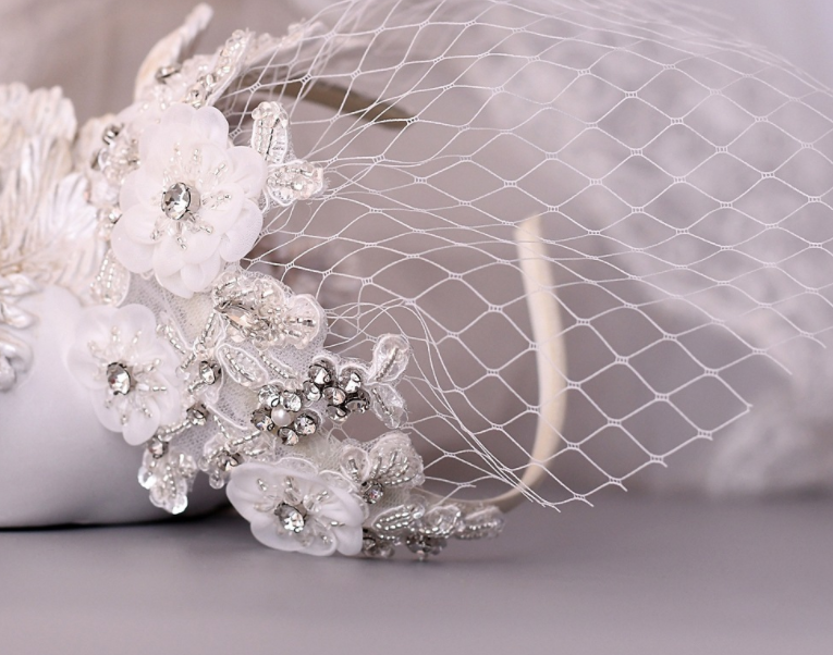 Bridal Wedding Veil Small Top Hat Headband Exaggerated Three-dimensional Flower