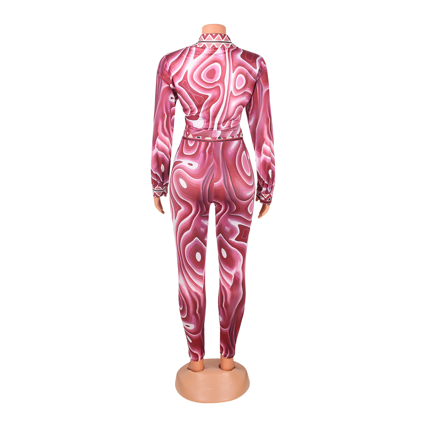 Fashion Sexy Printed Long-Sleeved Tight Casual Suit