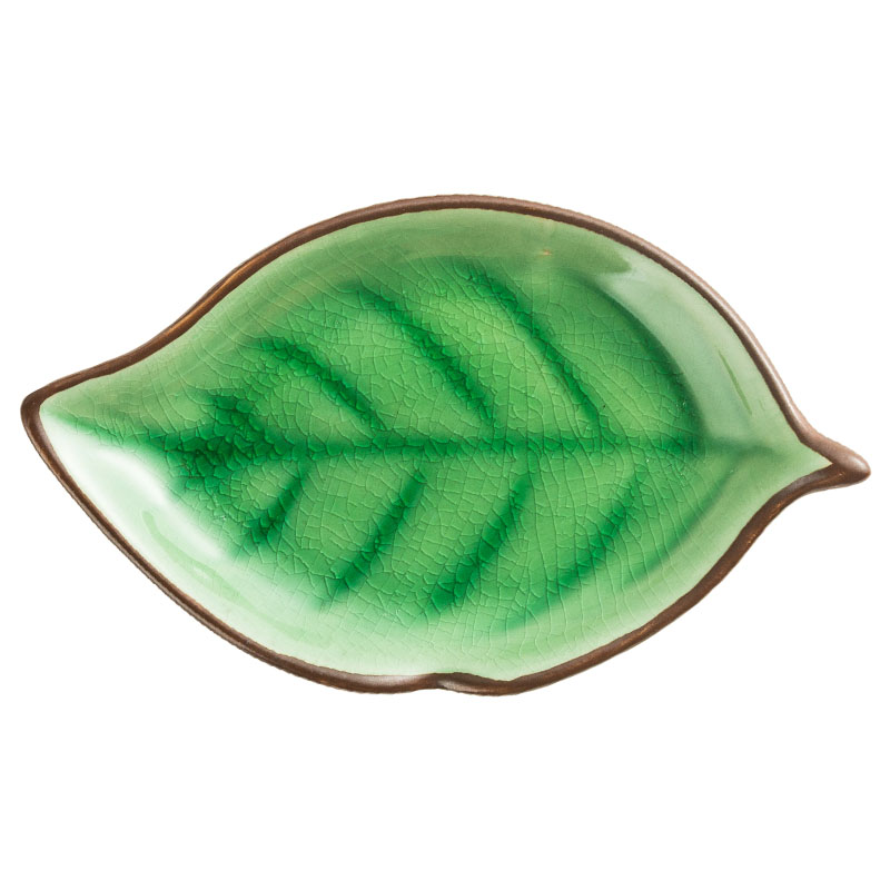 Title 7, Creative Ice Cracked Ceramic Plate With Leaves ...