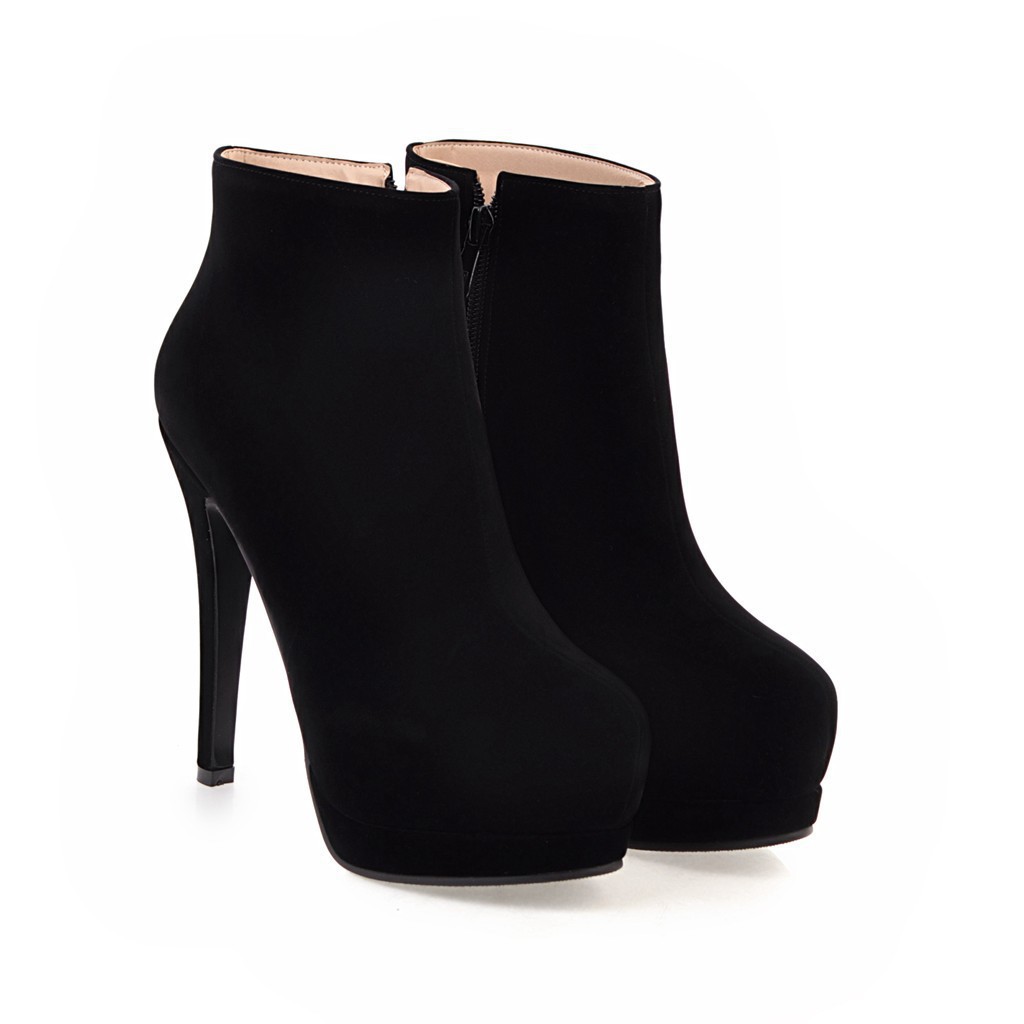 Martin Boots Fashion Thick Heel Sexy Black - Shop at LoveMi