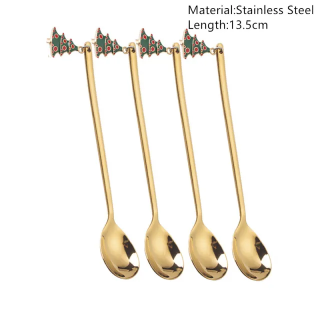 Merry Christmas Spoons Xmas Party Tableware Ornaments Christmas Decorations Gold - Shop at LoveMi