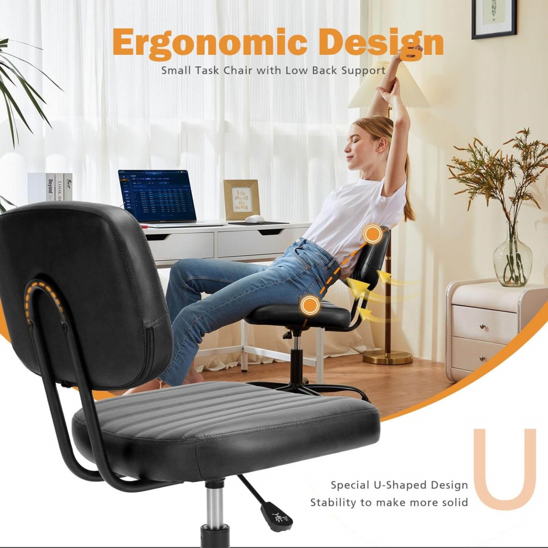Adjustable Height 360degrees Rolling Swivel Computer Task Chair Without Arm image 24