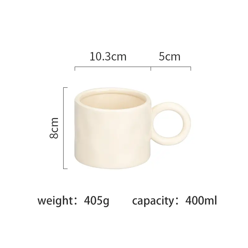 Hand Kneaded Large Earrings Ceramic Mug
