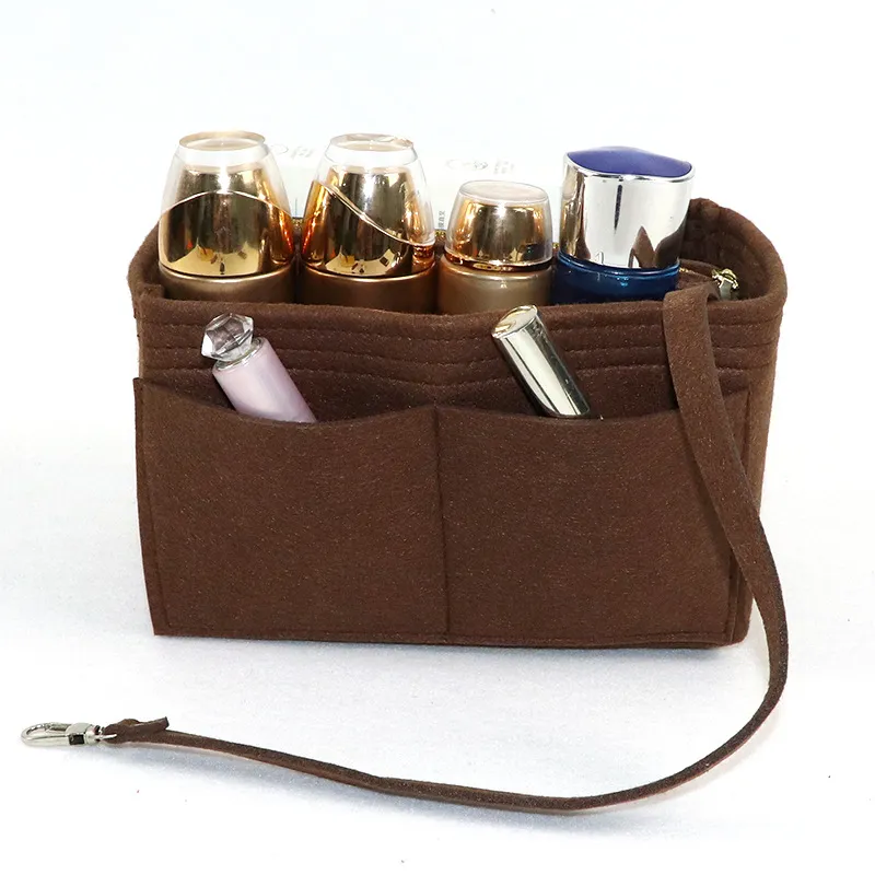 Large Purse Insert Makeup Cosmetic Box Handbag - Chocolate Color-L