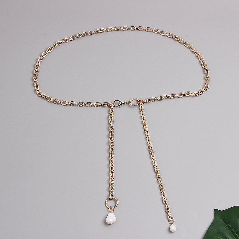 Pearl Tassel Decoration With Dress Waist Metal Chain