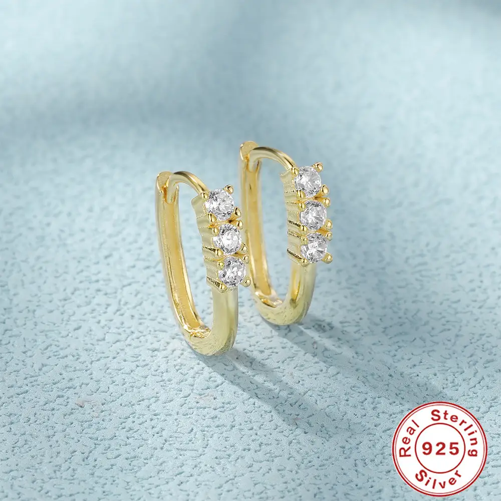 S925 Sterling Silver Zircon Stud Earrings Ornament